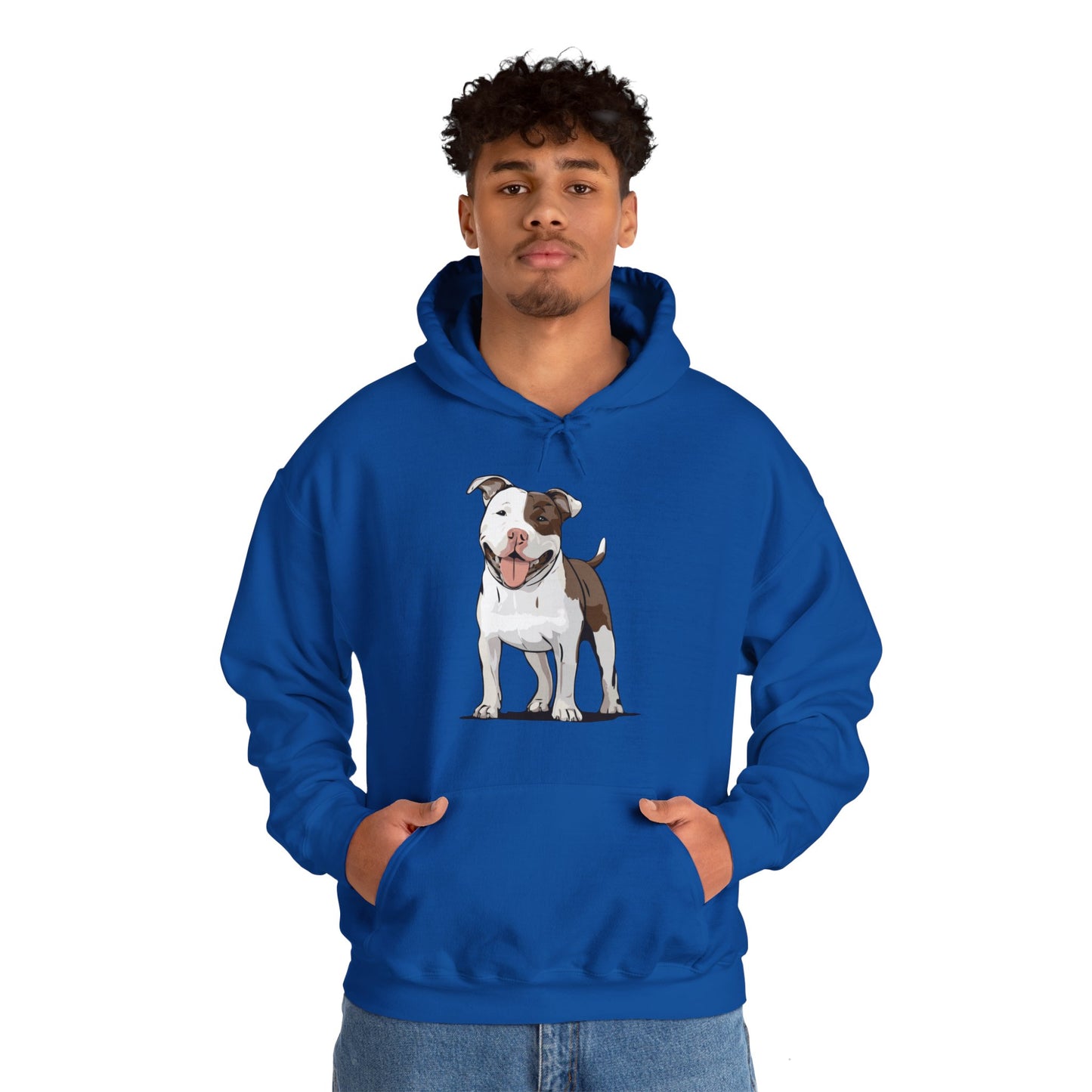 Ollie Dog Pulliver Hoodie Unisex Heavy Blend Hooded Sweatshirt with Pit Bull Dog Pet Design