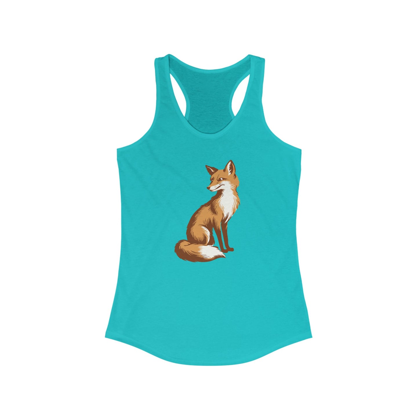 Fox Racerback Tank Top Women's Black Sleeveless Shirt Tank Top with Fox Art Print