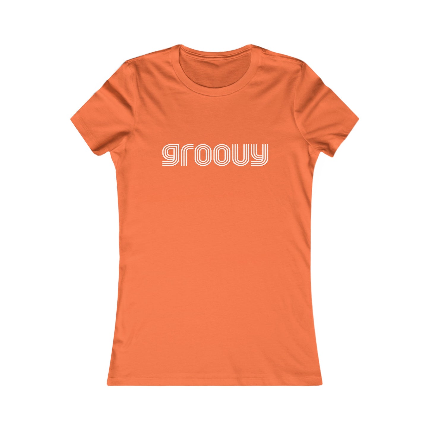 Groovy Women's Fitted T-shirt Cotton Tee with 1970s Retro Disco Groovy Text Print