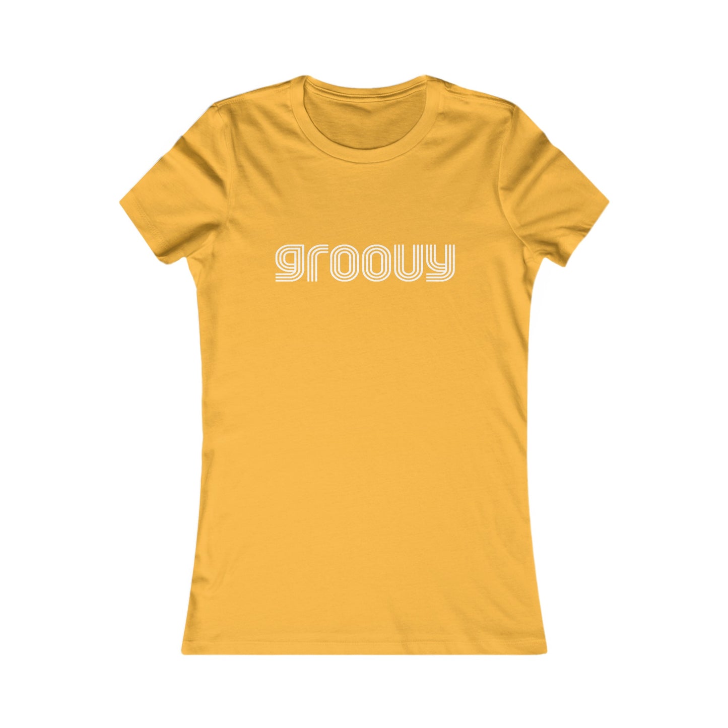 Groovy Women's Fitted T-shirt Cotton Tee with 1970s Retro Disco Groovy Text Print