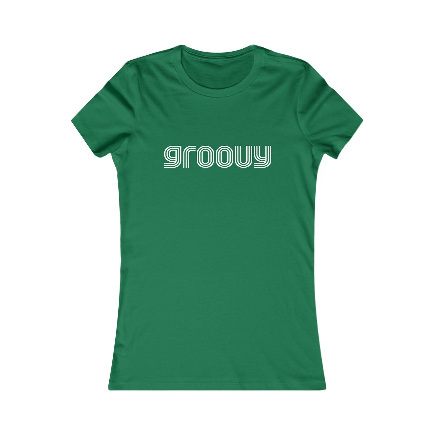 Groovy Women's Fitted T-shirt Cotton Tee with 1970s Retro Disco Groovy Text Print