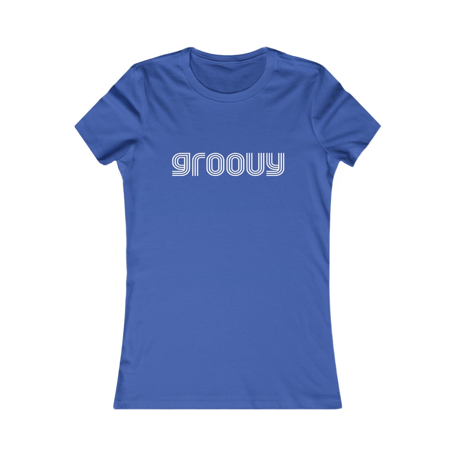 Groovy Women's Fitted T-shirt Cotton Tee with 1970s Retro Disco Groovy Text Print