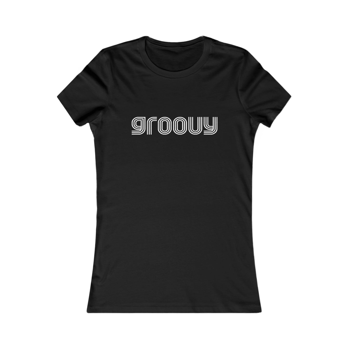 Groovy Women's Fitted T-shirt Cotton Tee with 1970s Retro Disco Groovy Text Print