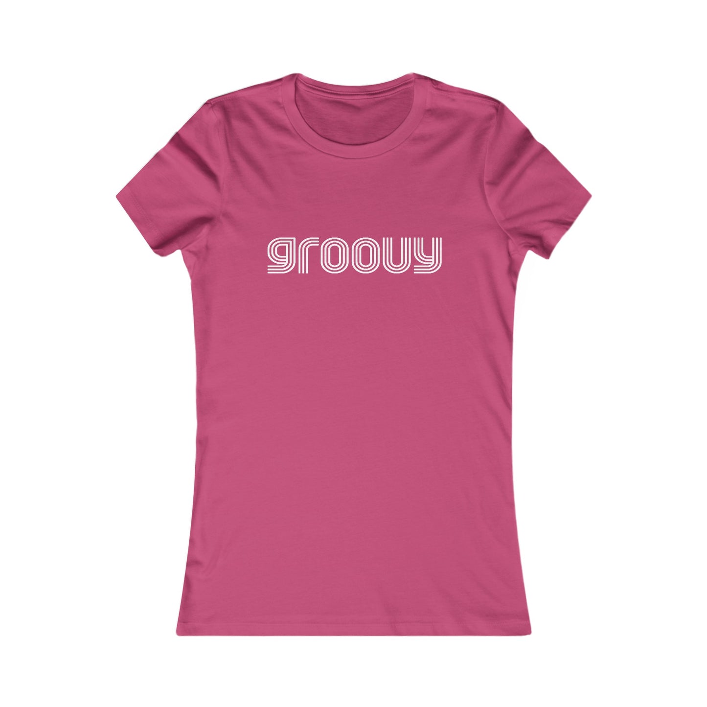 Groovy Women's Fitted T-shirt Cotton Tee with 1970s Retro Disco Groovy Text Print