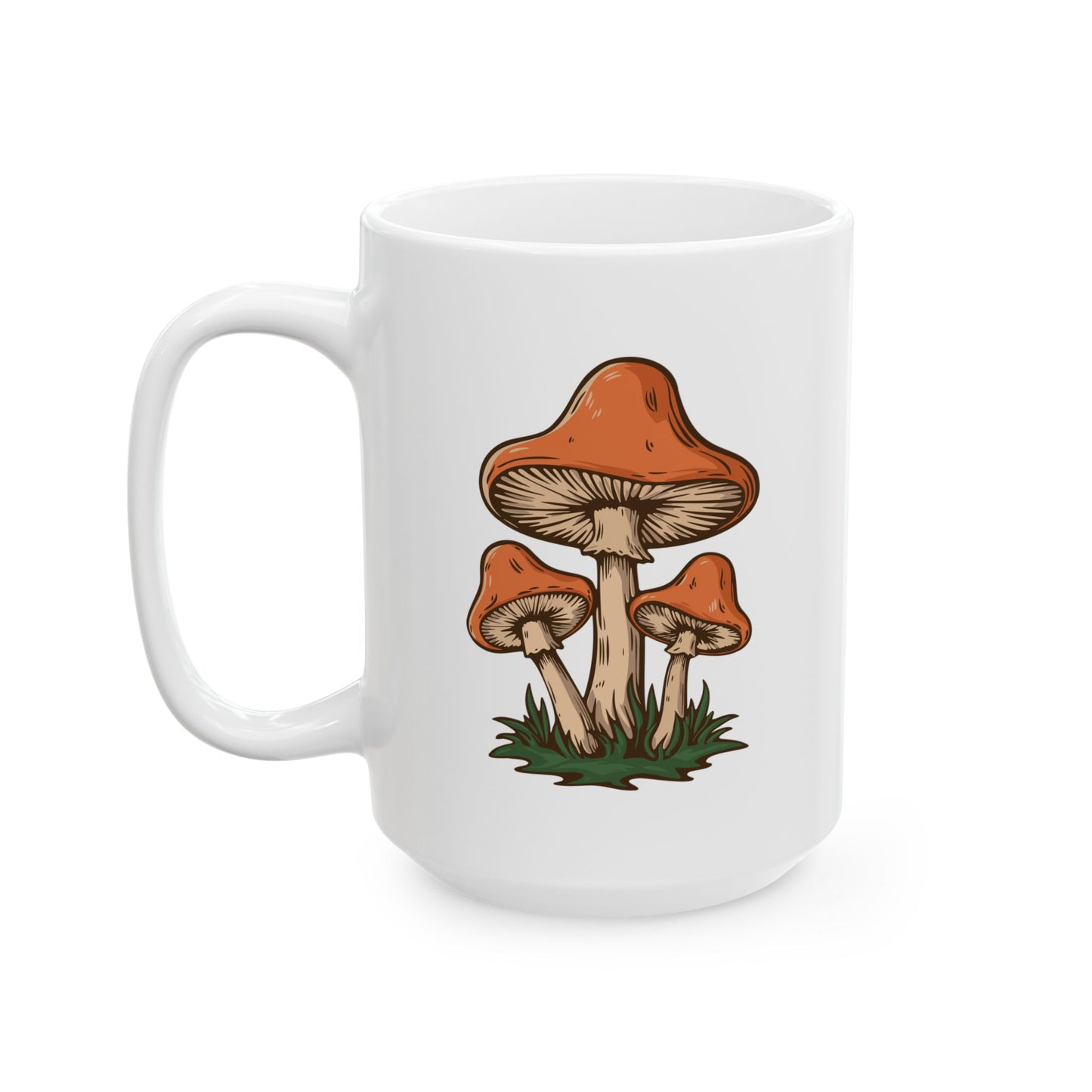 Retro Mushroom Ceramic Coffee Tea Mug 11oz or 15oz Size 70s Mushroom Print, Kitchen Drinkware Shroom Mugs