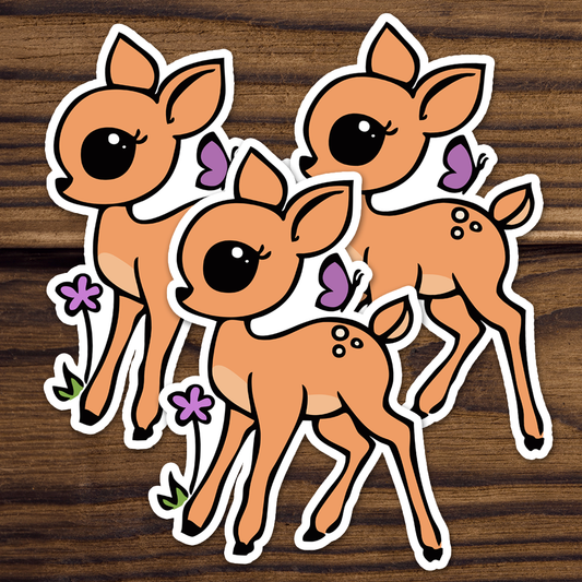 Little Fawn Sticker - 3" Baby Deer Woodland Forest Animal Vinyl Waterproof Decal
