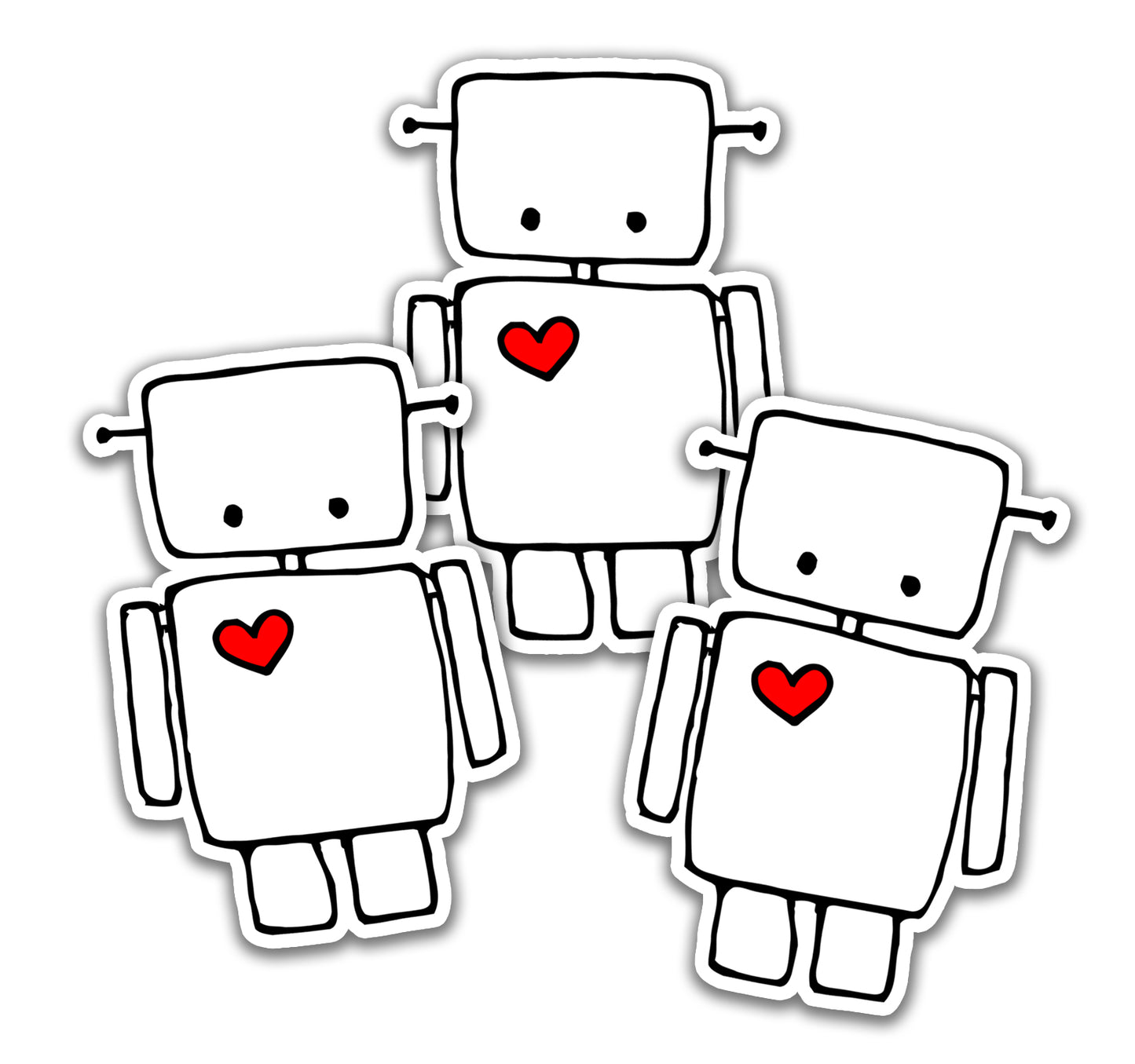 Cute Robot Heart Sticker - 3" Waterproof, Fade-Resistant Decal Stickers Robots Love