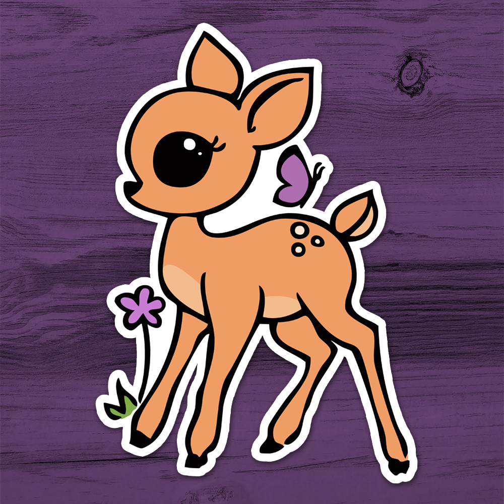 Little Fawn Sticker - 3" Baby Deer Woodland Forest Animal Vinyl Waterproof Decal