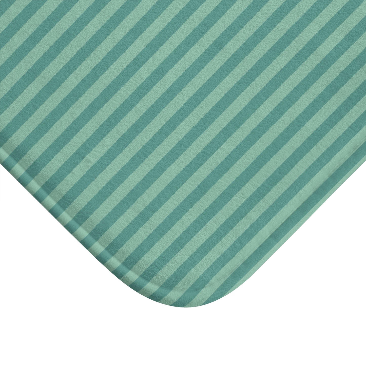 Sea Turtle Illustration Bath Mat | Striped Teal Nautical Bathroom Decor, Turtles Ocean Home Decorations