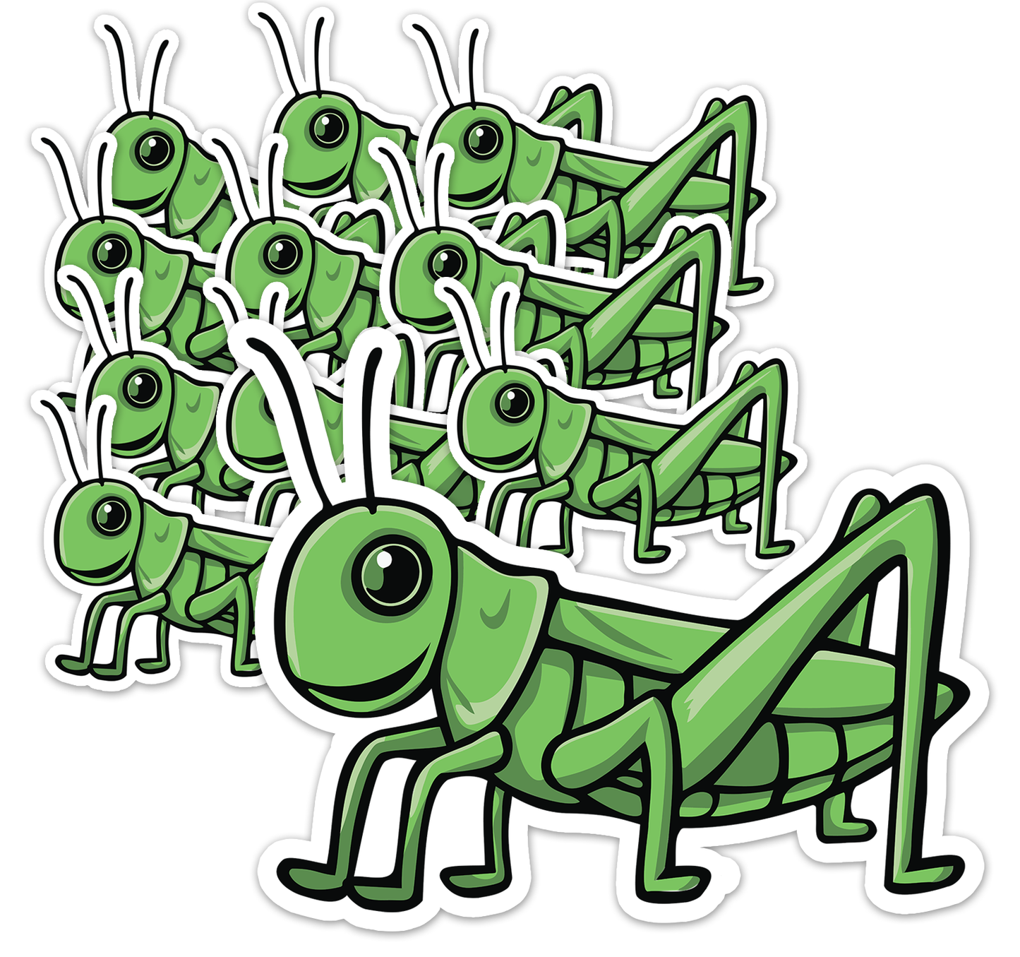 Grasshopper Sticker - Waterproof, Fade-Resistant Decal Stickers Grass Hopper Insect Bug, 2" or 3", 1, 3, 5, 10 or 20 Pack Sticker Bundle