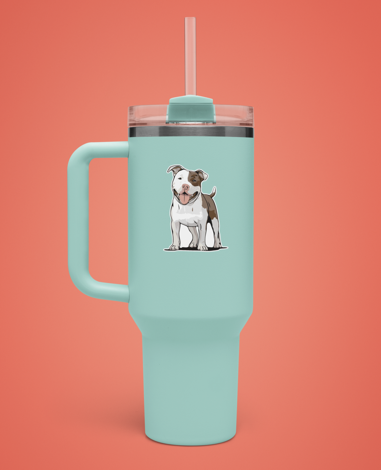 Pit Bull Terrier Dog Sticker - 3" Pitbull Vinyl Decal Stickers White & Brown Dogs Waterproof Pittie Decals