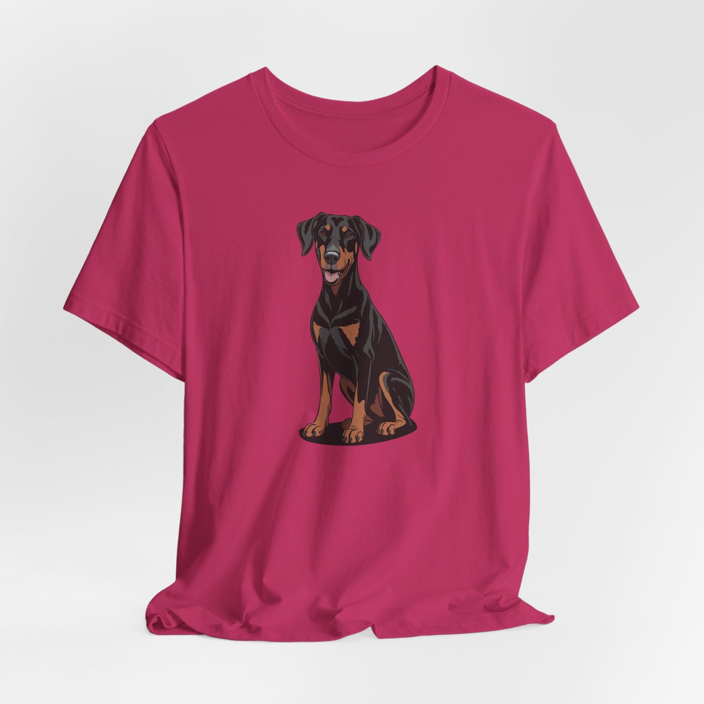 Doberman Pinscher Dogs T-shirt, Black Dobermans Puppy Dog Unisex Short Sleeve Cotton Tee