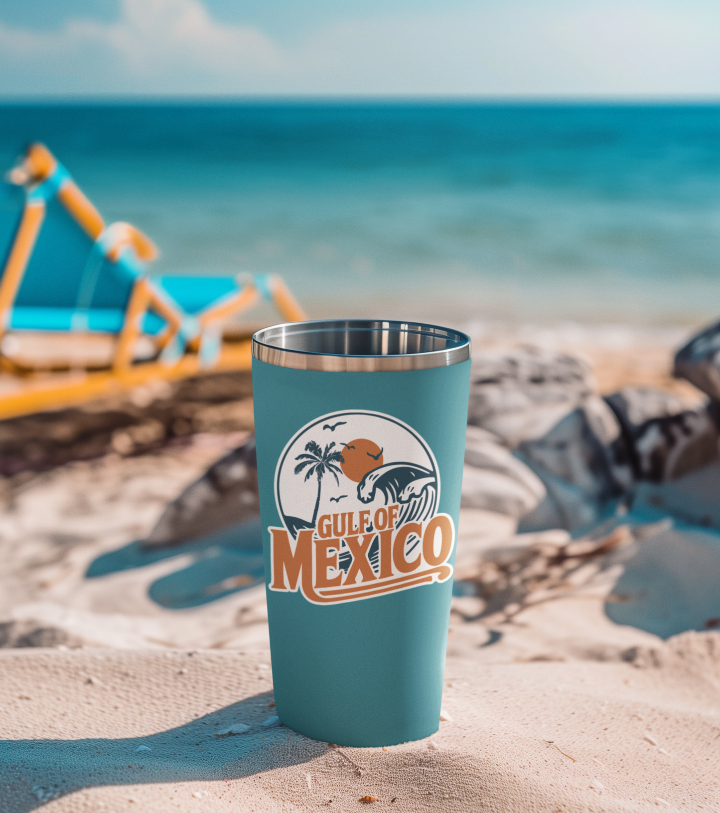 3.5" Gulf Of Mexico Retro Travel Sticker - Waterproof, Fade-Resistant Decal Stickers Vacation Destination Gulf Of Mexico Nostalgia