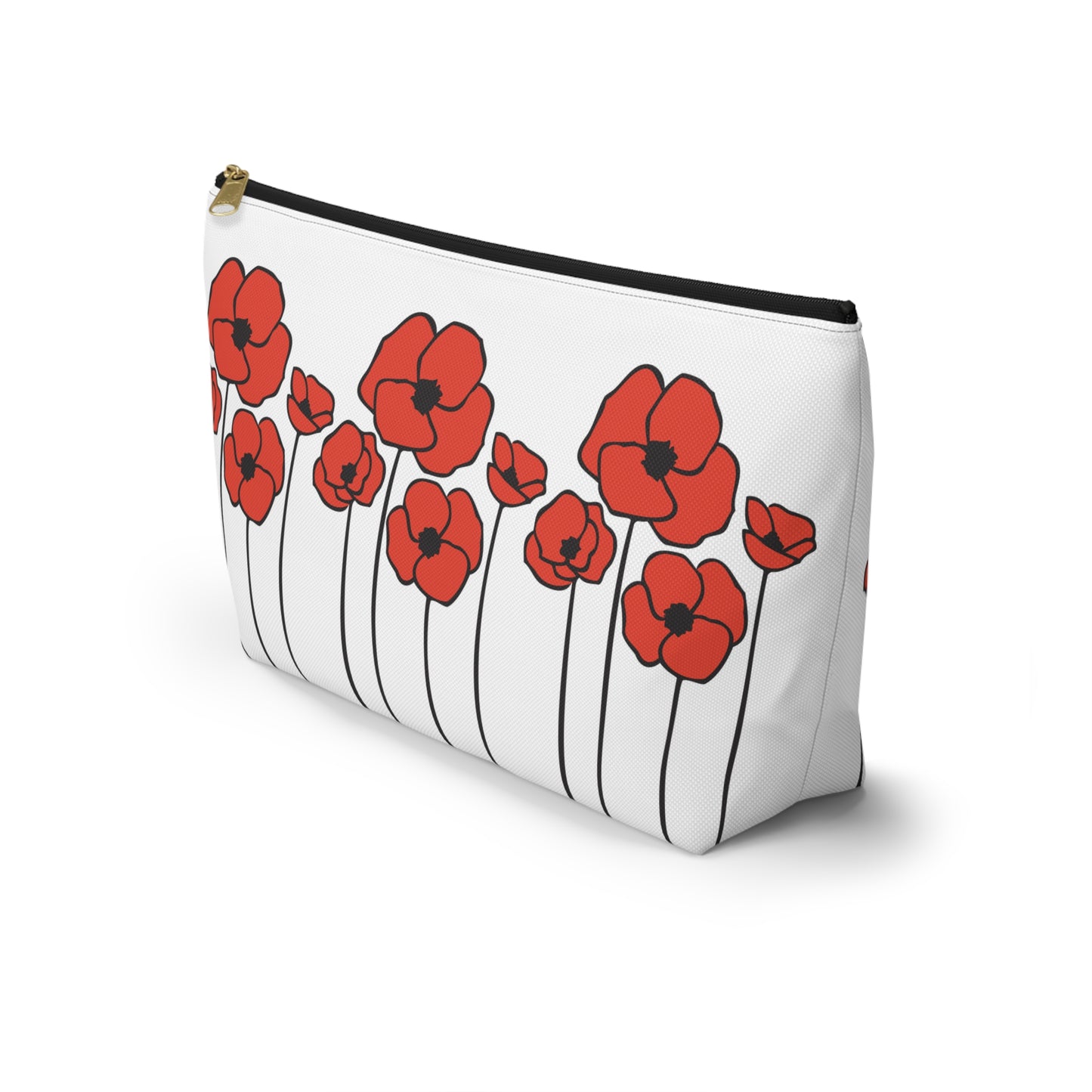 Red Poppies Floral Makeup Bag | Poppy Flowers Cosmetic Accessories Pouch, Spring Zip Up Case