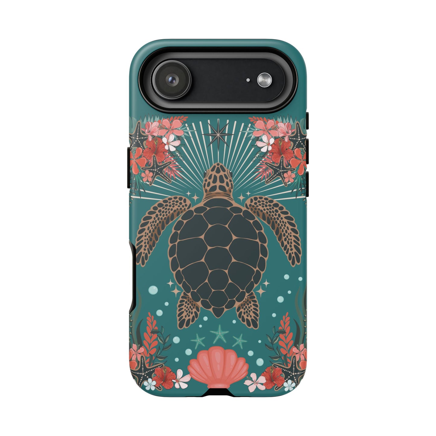 Sea Turtle Illustration Phone Case | Ocean Turtles Coral Floral Pattern Cell Phone Cases - Iphone, Google Pixel, Samsung - Matte Finish