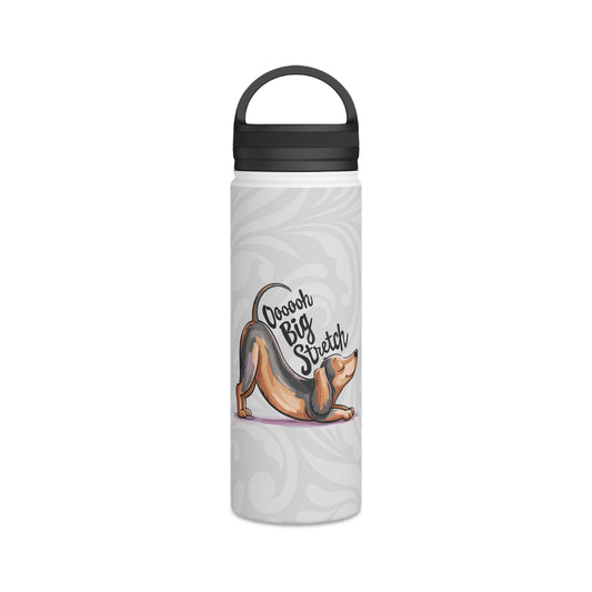 Ooh Big Stretch Dachshund Dog Stretching Water Bottle 18oz | Yoga Wiener Dogs Funny Stainless Steel Water Bottle with Handle Lid