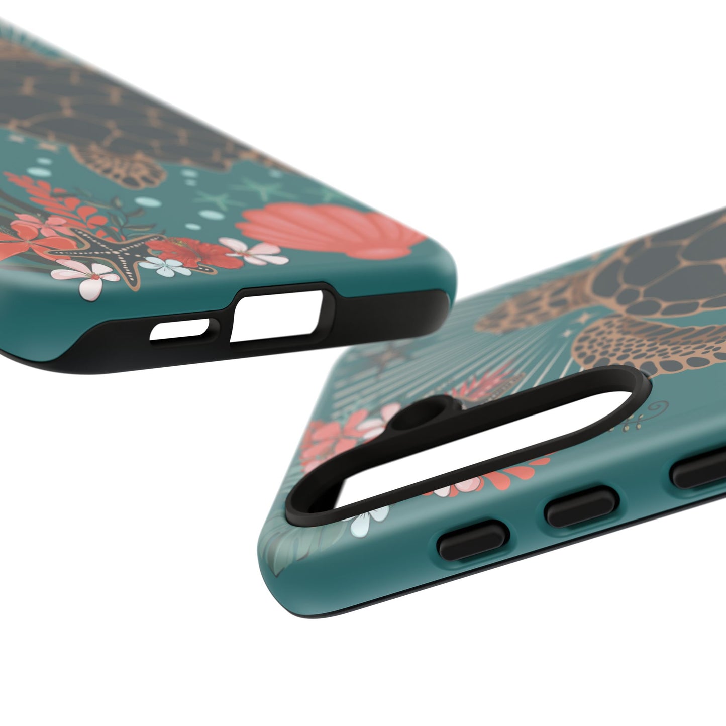 Sea Turtle Illustration Phone Case | Ocean Turtles Coral Floral Pattern Cell Phone Cases - Iphone, Google Pixel, Samsung - Matte Finish