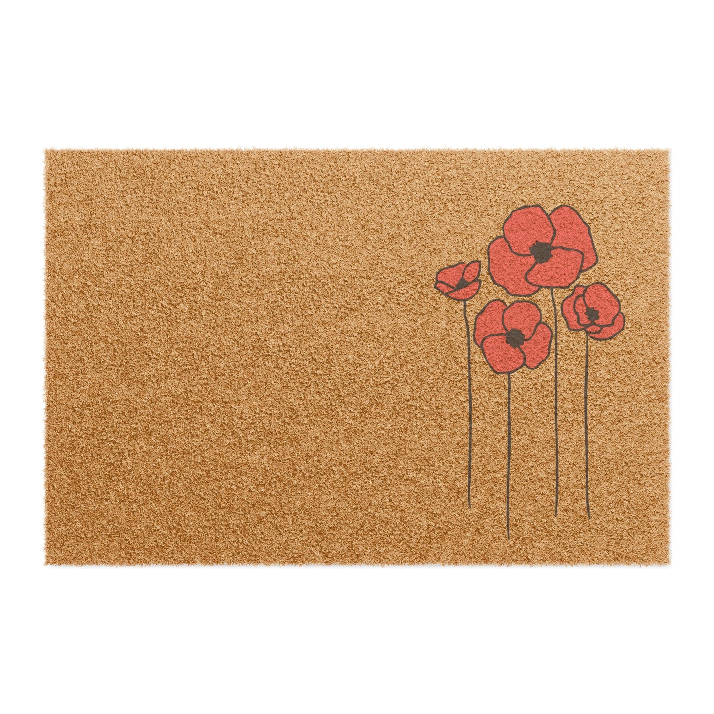 Poppies Floral Welcome Mat Doormat - Outdoor/Indoor with Poppy Flower Design Outdoor Rug
