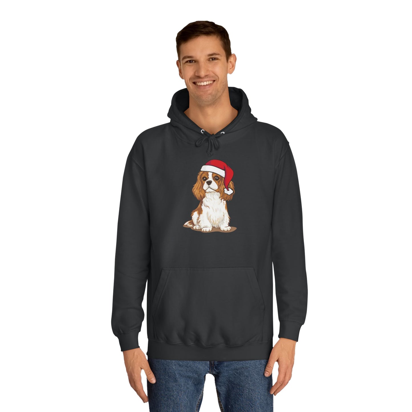 Cavalier King Charles Spaniel Dog Holiday Hoodie, Family Christmas Gift, Pet Lover Pullover Hooded Sweatshirt, Xmas Santa Dogs Apparel