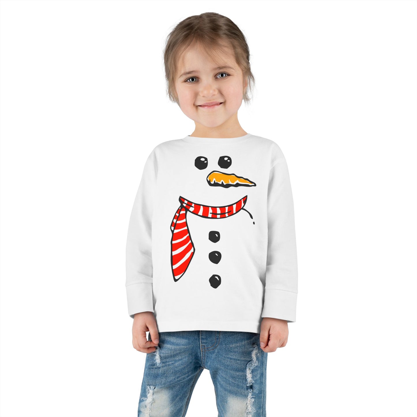 Snowman Toddler Long Sleeve T-shirt Winter Outfit Snow Man Long Sleeved Tee For Toddlers Boys Girls Unisex Christmas Holiday Shirt