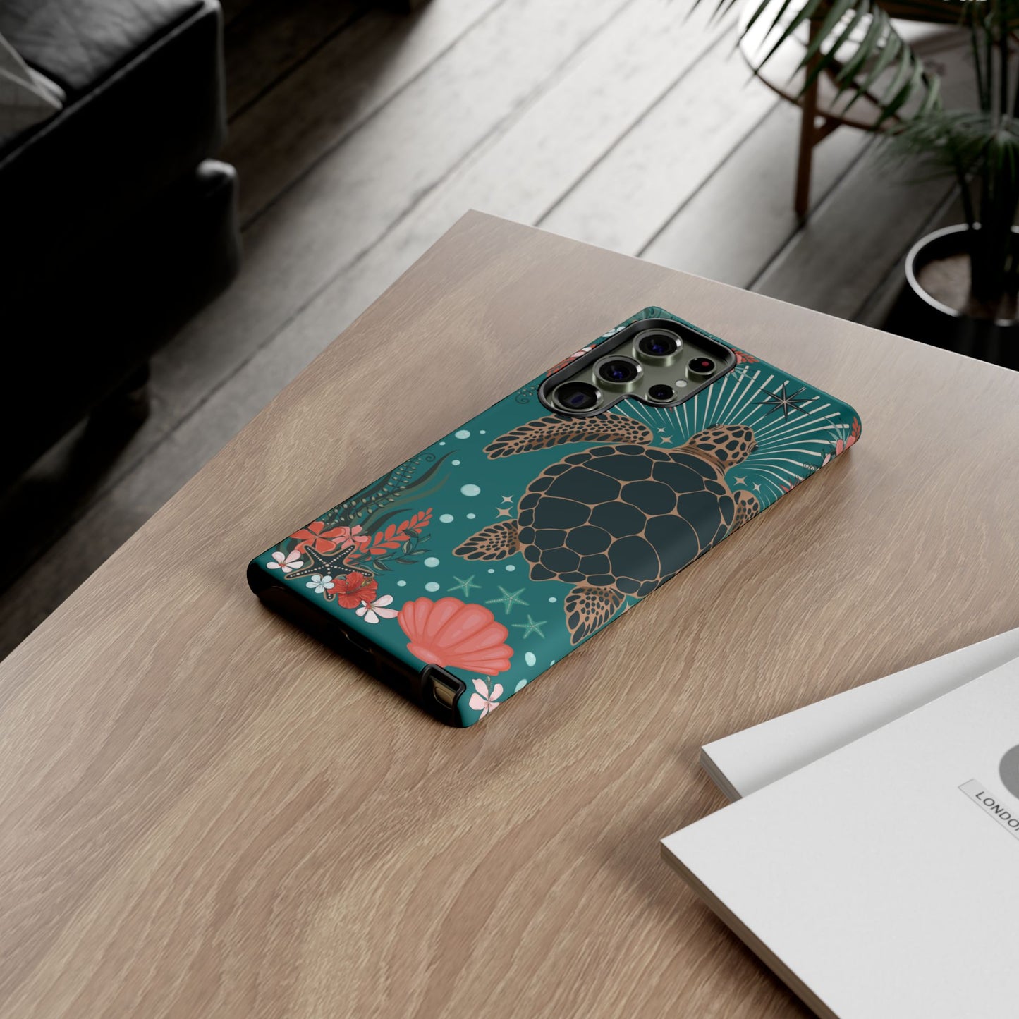 Sea Turtle Illustration Phone Case | Ocean Turtles Coral Floral Pattern Cell Phone Cases - Iphone, Google Pixel, Samsung - Matte Finish