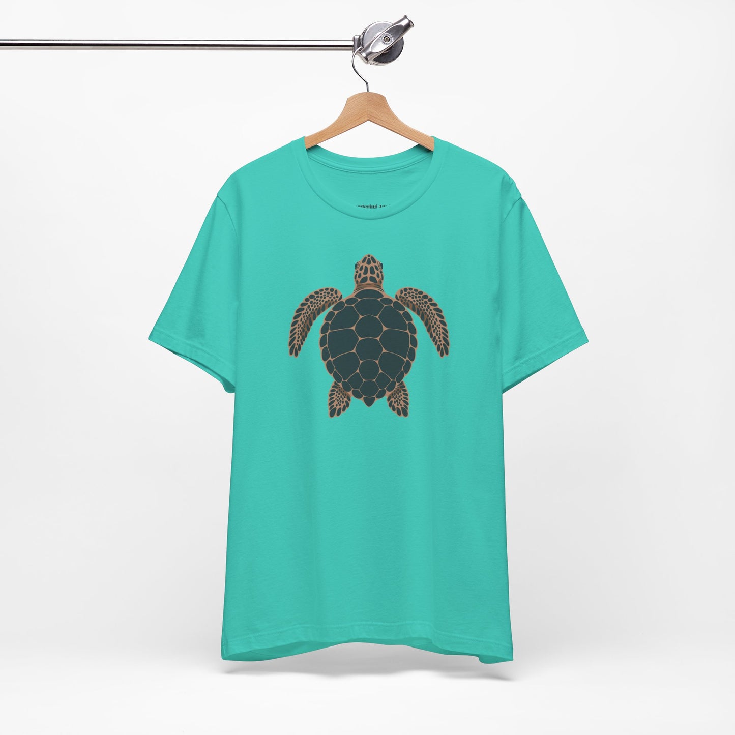 Sea Turtle Illustration Tee | Tropical Coastal Ocean Life, Turtles Design Beach T-Shirt, Cotton Unisex Marine Animals Tees