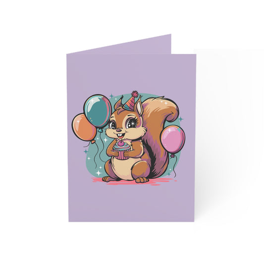 Birthday Party Squirrel Greeting Cards - Cute Bday Squirrels Design, Celebration Card, Fun Gifts, 1-50 Pack With Envelopes