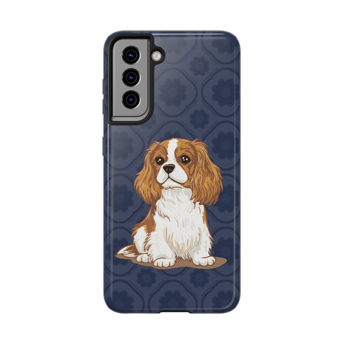 Cavalier King Charles Spaniel Dog Phone Case, Tough Phone Cases Pet Dogs Blue Pattern