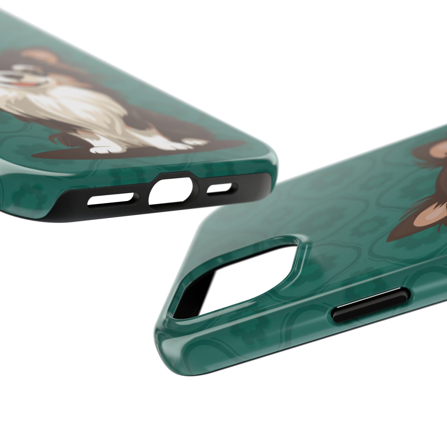 Long Haired Chihuahua Dog Phone Case, Tough Phone Cases Pet Dogs Teal Pattern