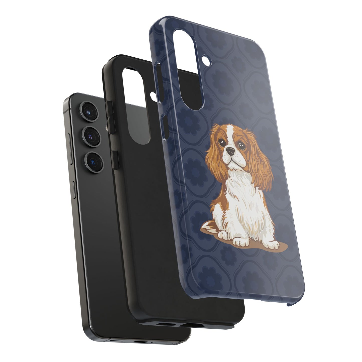 Cavalier King Charles Spaniel Dog Phone Case, Tough Phone Cases Pet Dogs Blue Pattern