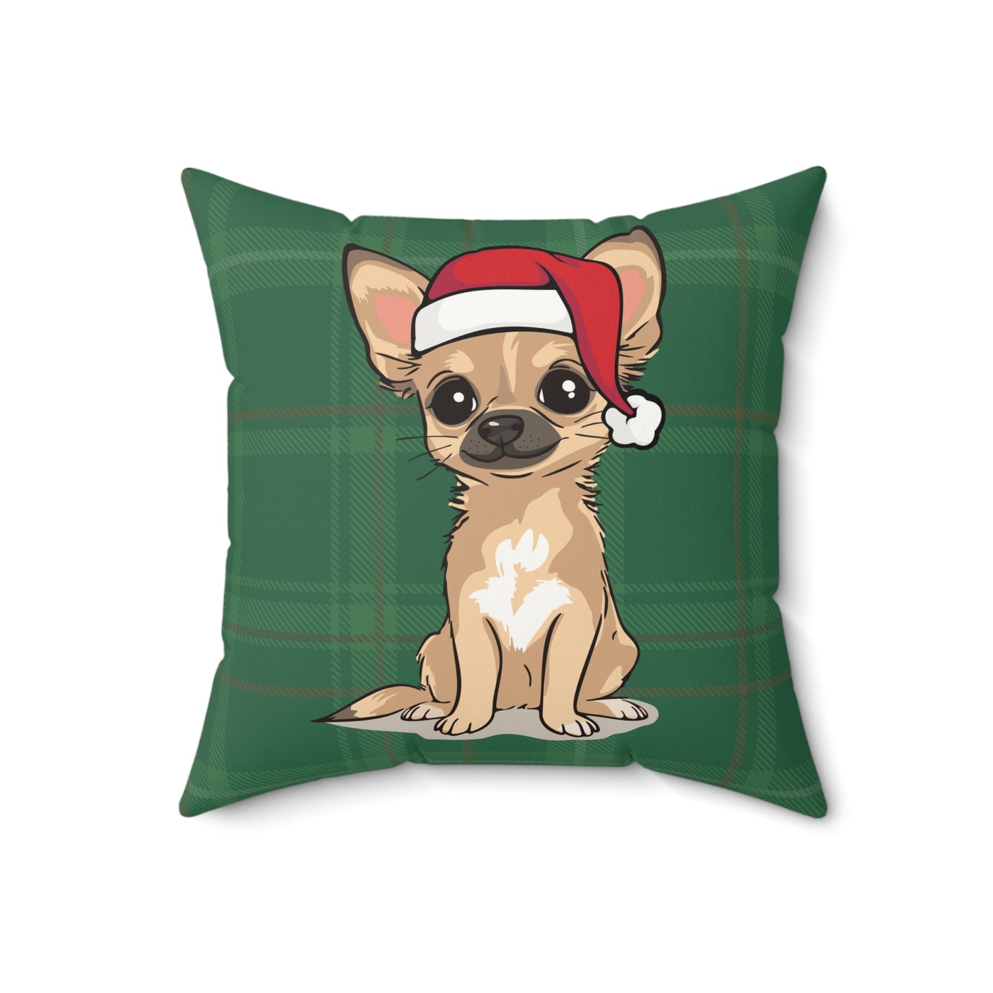 Christmas Dogs Throw Pillow, Chihuahua Dog Holiday Home Decor, Faux Suede Plaid Cushion Pillows, Xmas Decorations