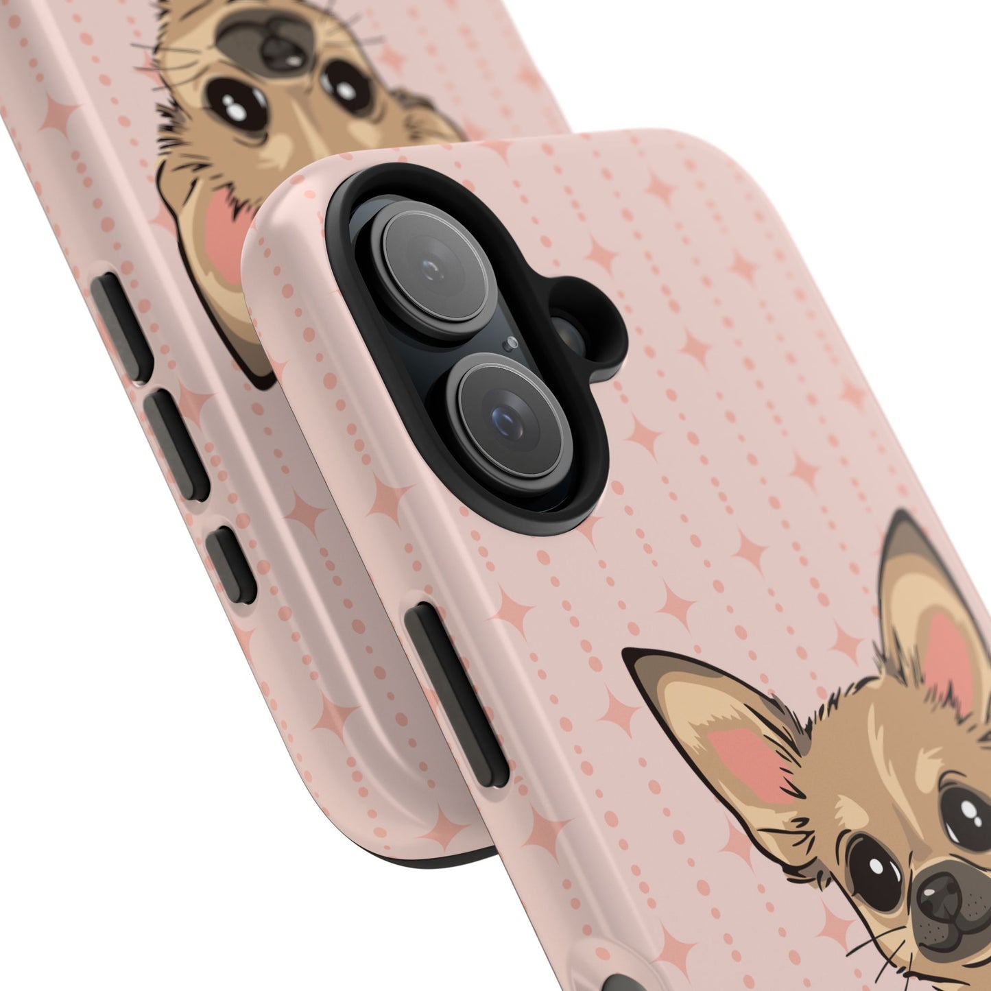 Tan Chihuahua Puppy Dog Phone Case, Tough Phone Cases Pet Dogs Retro Pink Pattern