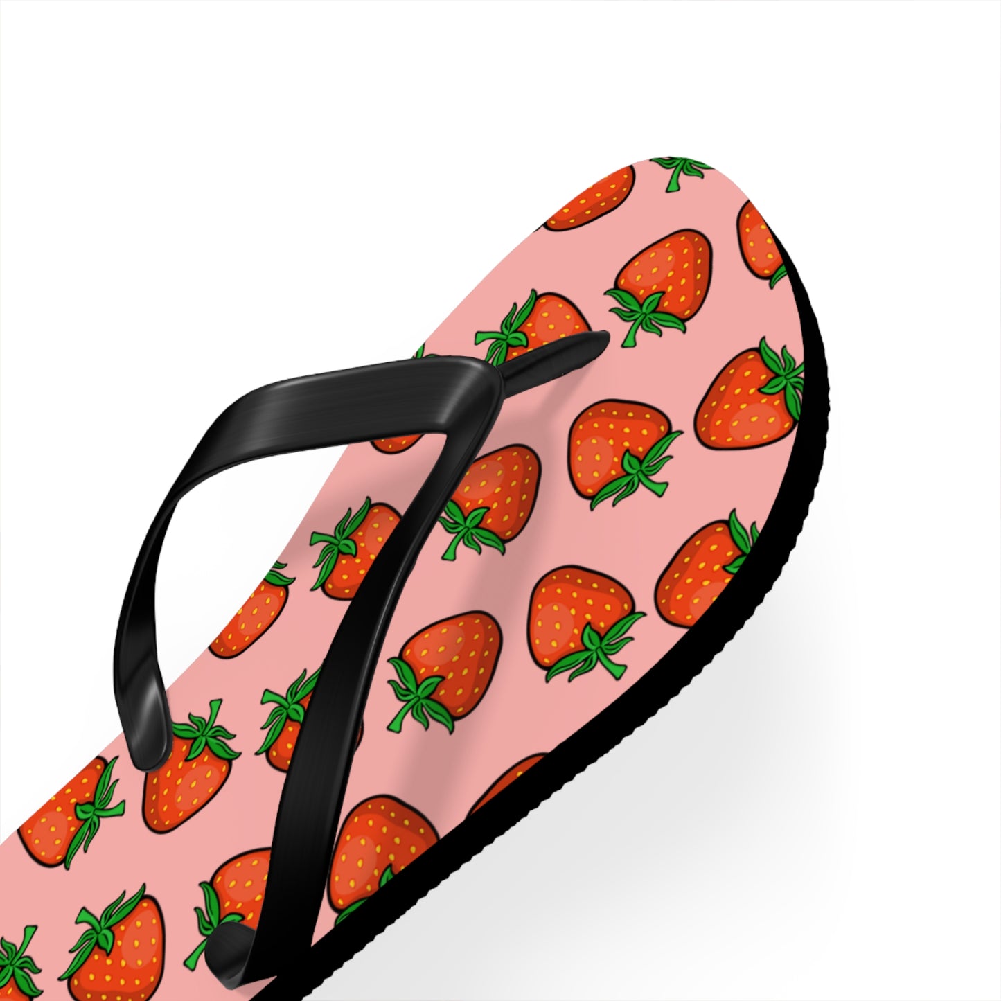 Strawberry Pattern Flip Flops | Pink Strawberries Fruit Summer Beach Sandals, Women's Beach Pool Footwear