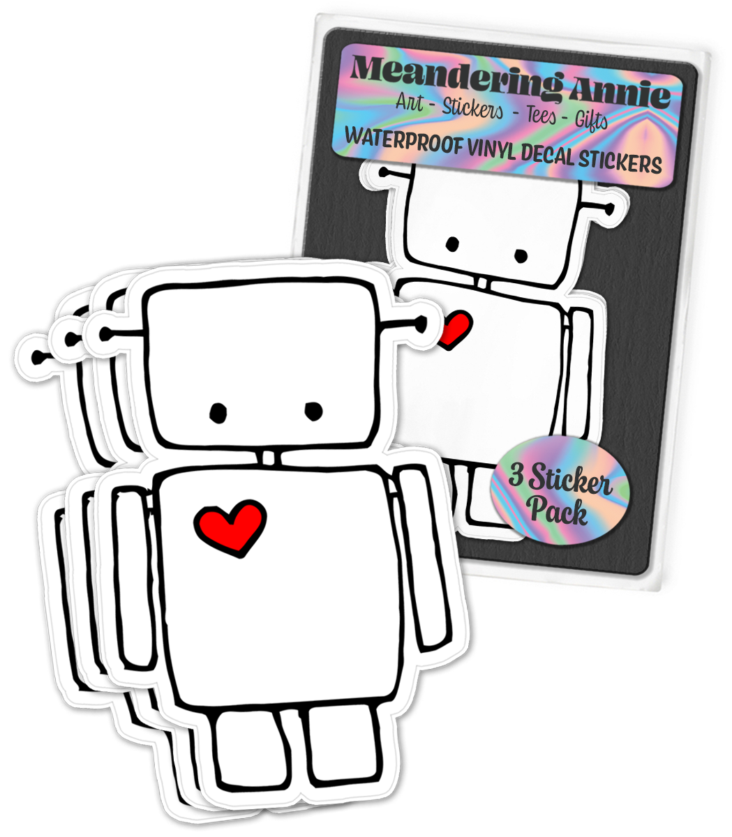 3" Cute Robot Heart Sticker - Waterproof, Fade-Resistant Decal Stickers Robots
