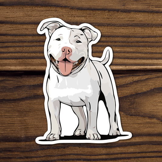 Pit Bull Terrier Dog Sticker - 3" White Pitbull Vinyl Decal Stickers Puppy Dogs Design Waterproof Cute Pittie Pup Pet Decals