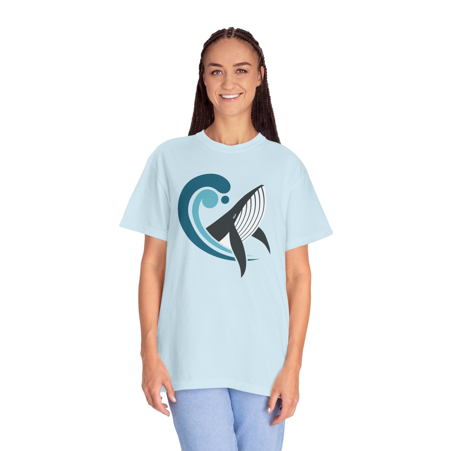 Majestic Whale T-shirt Unisex Mens Womens Garment-Dyed Tee with Sea Animal Whale rint