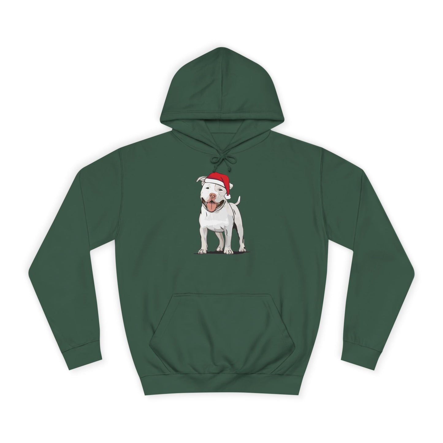 Pit Bull Terrier Dog Holiday Hoodie, Christmas Pullover Hooded Sweatshirt, Xmas Santa White Pitbull Dogs Apparel Hoodies Sweatshirts