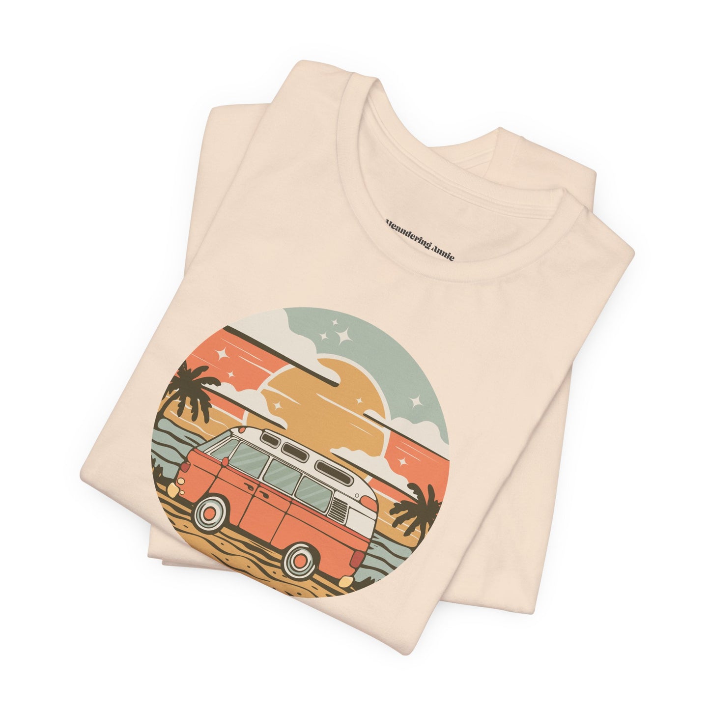 Vintage Surf Van T-Shirt | Retro Beach Sunset, Palm Trees, Camping Vanlife Tee California Travel