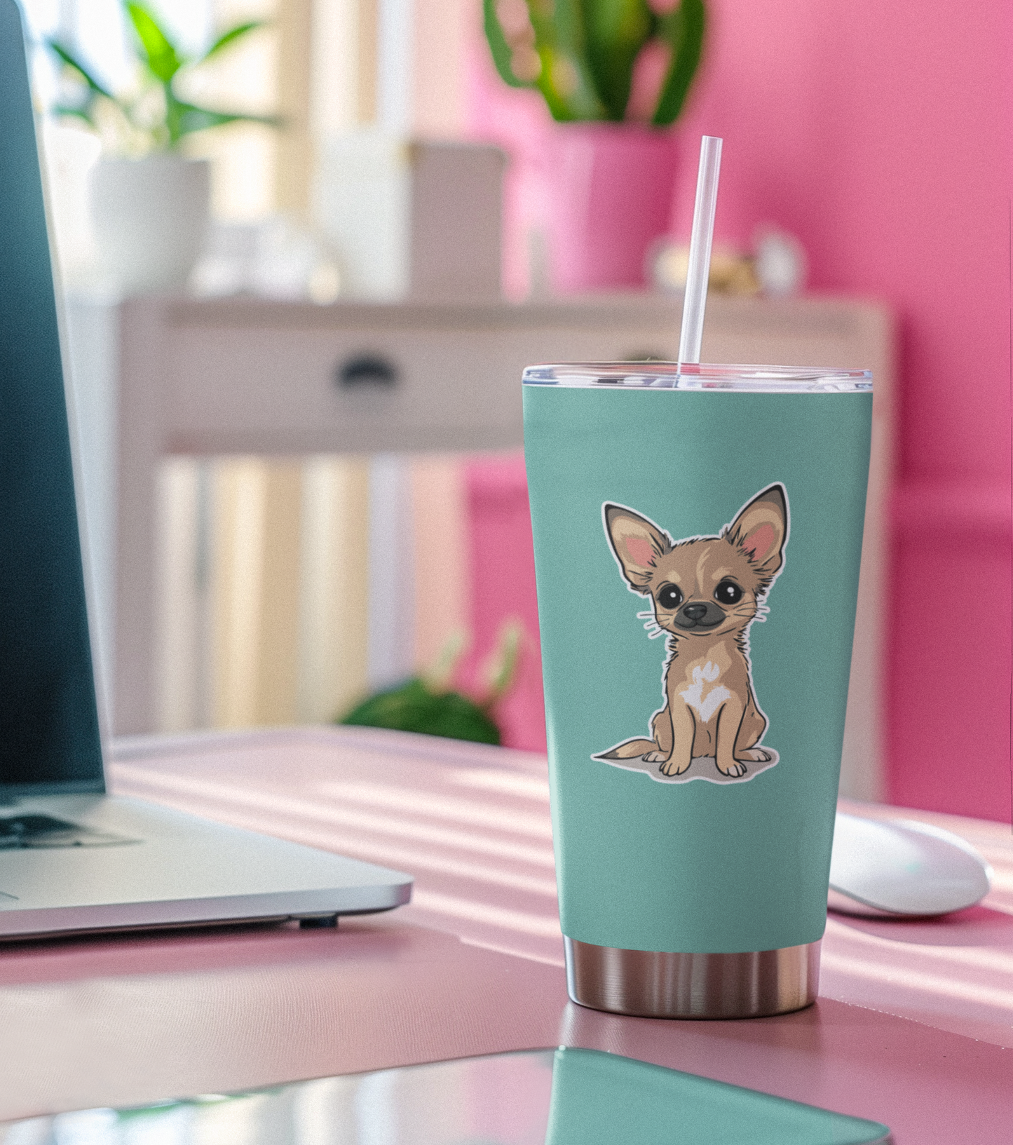 3" Twila Chihuahua Puppy Dog Sticker - Waterproof, Fade-Resistant Decal Stickers Tan Short Coat Chihuahuas Dogs