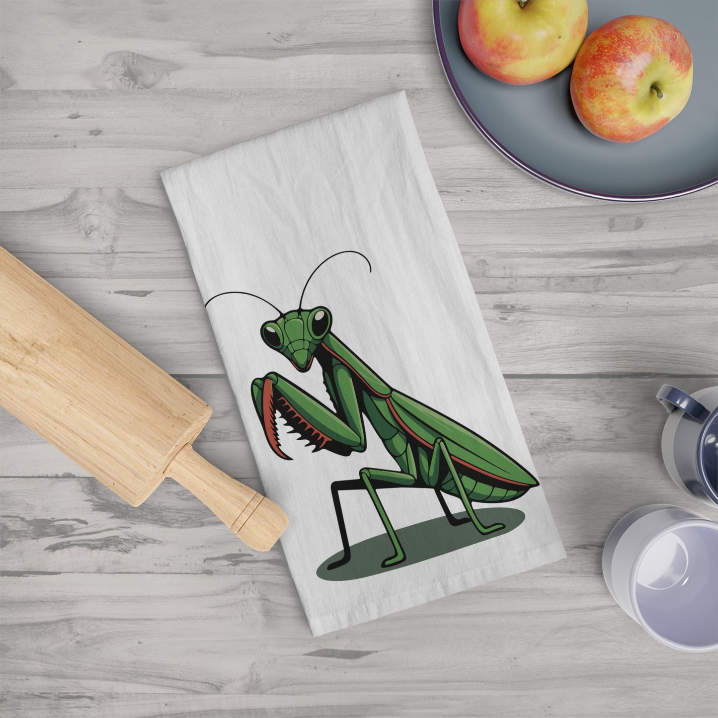 Praying Mantis Tea Towel | Cute Insect Kitchen Linen Hand Towels, Nature Bug Home Decor 100% Cotton