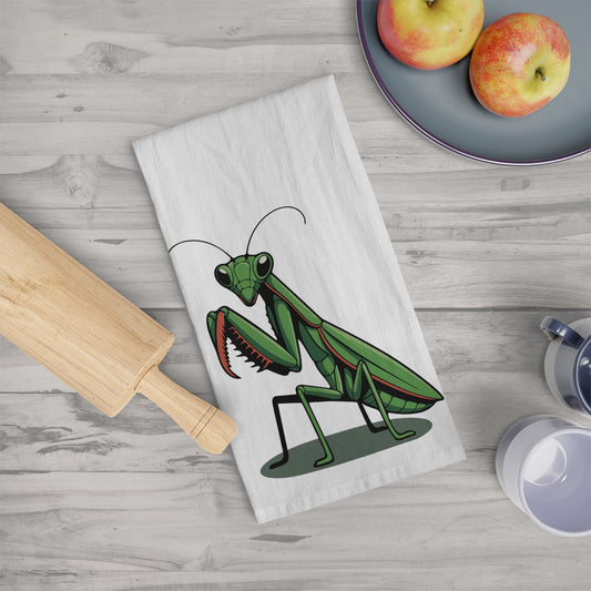 Praying Mantis Tea Towel | Cute Insect Kitchen Linen Hand Towels, Nature Bug Home Decor 100% Cotton