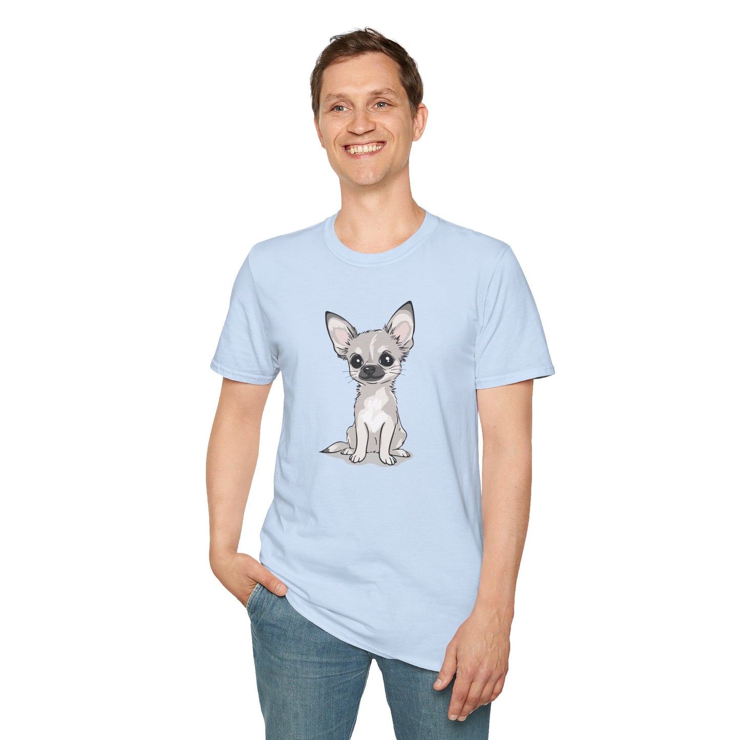 White Chihuahua Puppy Dog T-Shirt - Mens Womens Unisex Cotton Chihuahuas Dogs Pet Short Sleeve Tee Puppies Design Shirts