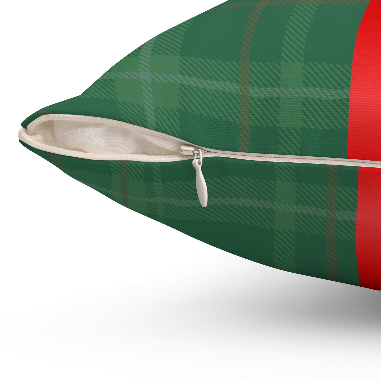 Holiday Gift Throw Pillow, Red Bow on Green Plaid Wrapped Present Pillows, Christmas Home Decor Xmas Decorations, Square Cushion and Cover