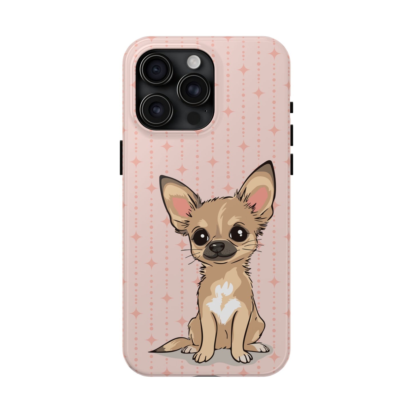 Tan Chihuahua Puppy Dog Phone Case, Tough Phone Cases Pet Dogs Retro Pink Pattern