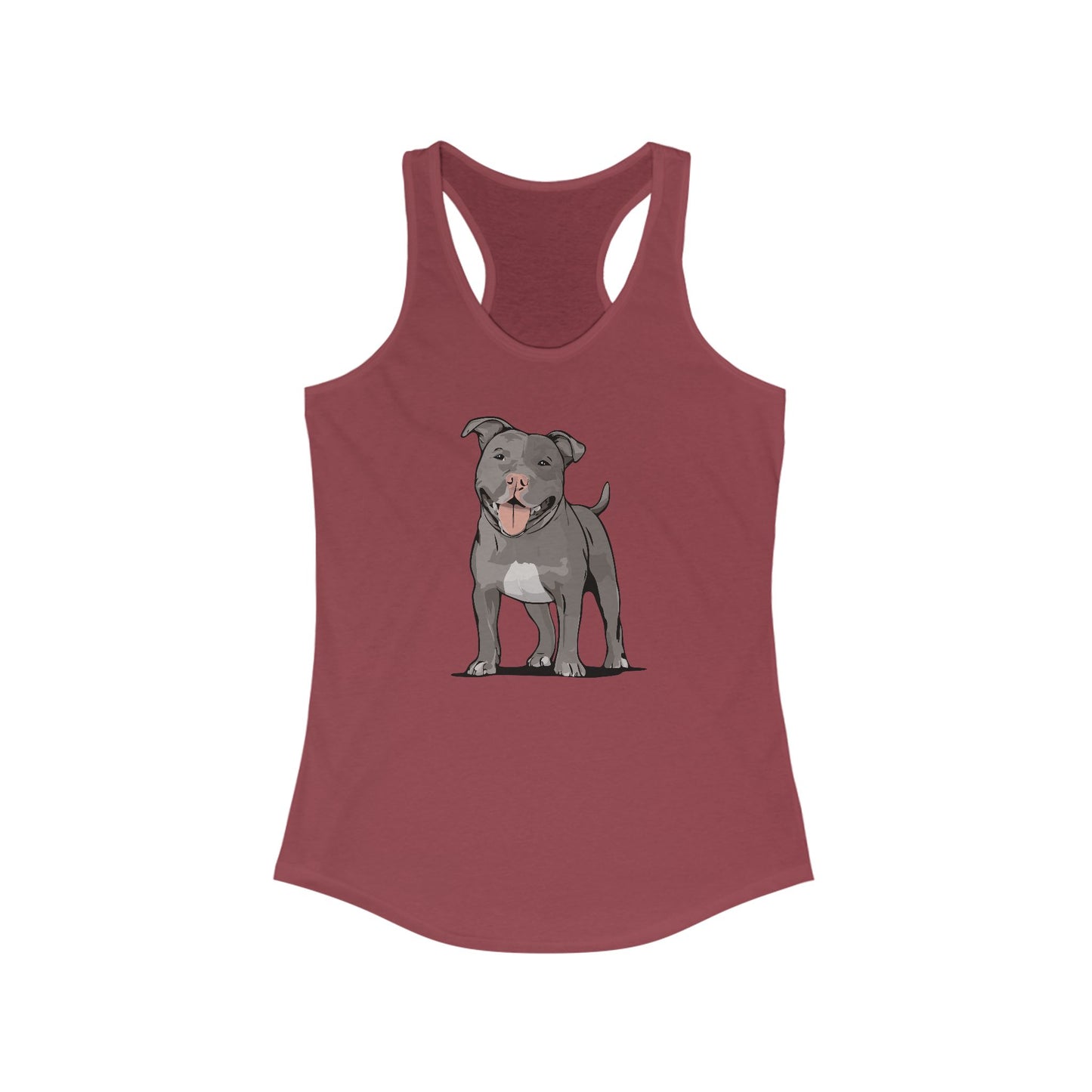 Pitbull Dog Racerback Tank Top, Women's Sleeveless Shirt, Gray Pit Bull Terrier Dogs Tops, Pet Owner Gift For Her