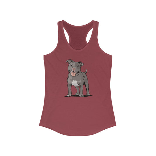 Pitbull Dog Racerback Tank Top, Women's Sleeveless Shirt, Gray Pit Bull Terrier Dogs Tops, Pet Owner Gift For Her