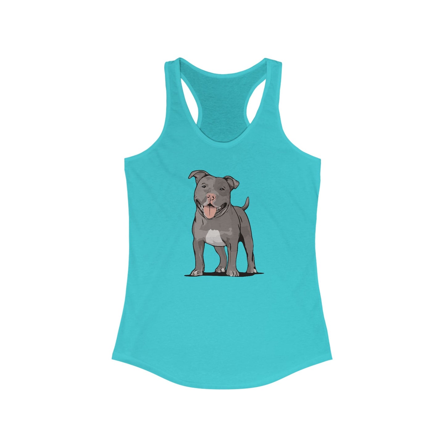 Pitbull Dog Racerback Tank Top, Women's Sleeveless Shirt, Gray Pit Bull Terrier Dogs Tops, Pet Owner Gift For Her