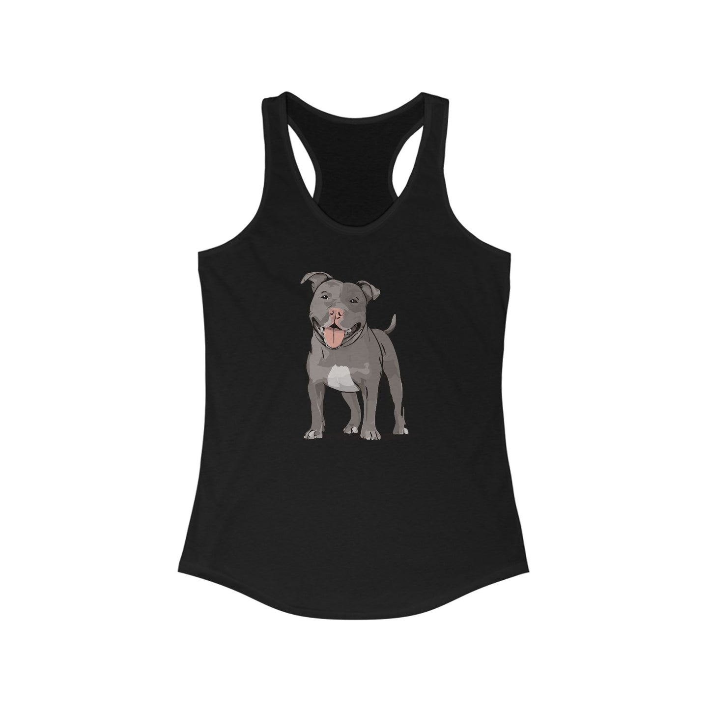 Pitbull Dog Racerback Tank Top, Women's Sleeveless Shirt, Gray Pit Bull Terrier Dogs Tops, Pet Owner Gift For Her