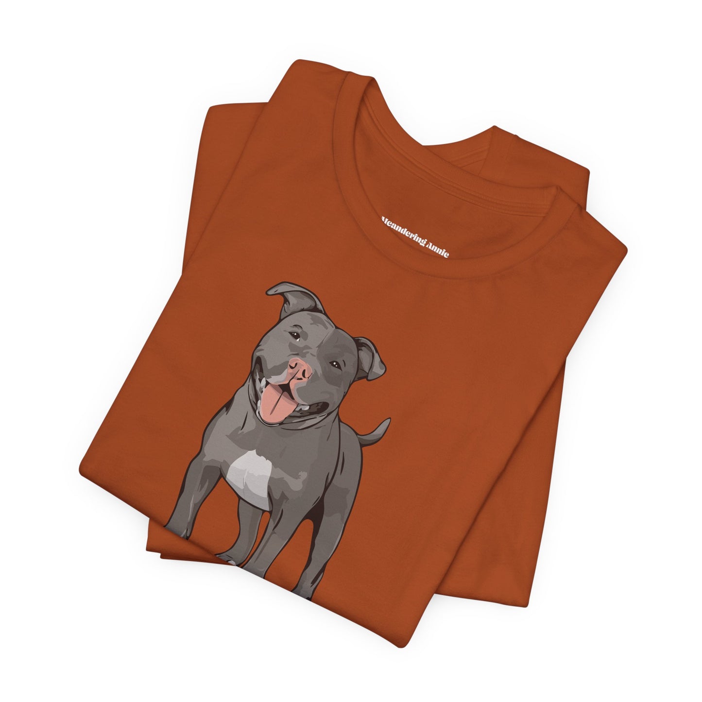 Gray Pitbull Dog T-shirt: Pit Bull Puppy Dogs Unisex Short Sleeve Tee, Pet Owner Gift, Dog Mom Dad Shirt