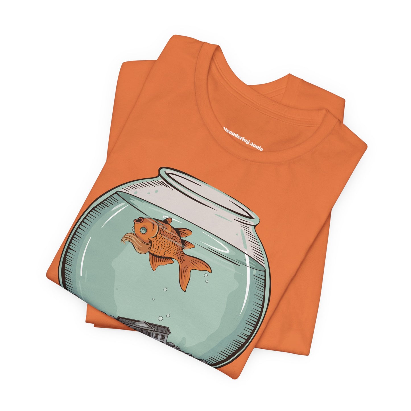 Dead Goldfish In A Fishbowl T-shirt, Funny Politics Tee, Leftist Liberal Political Humor Shirts, Orange Fish Floating in Tank Unisex Top